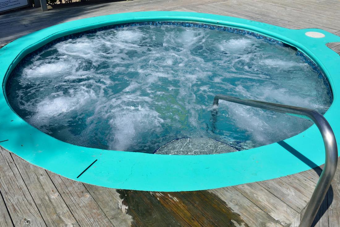 ​This is a picture of a hot tub installation.